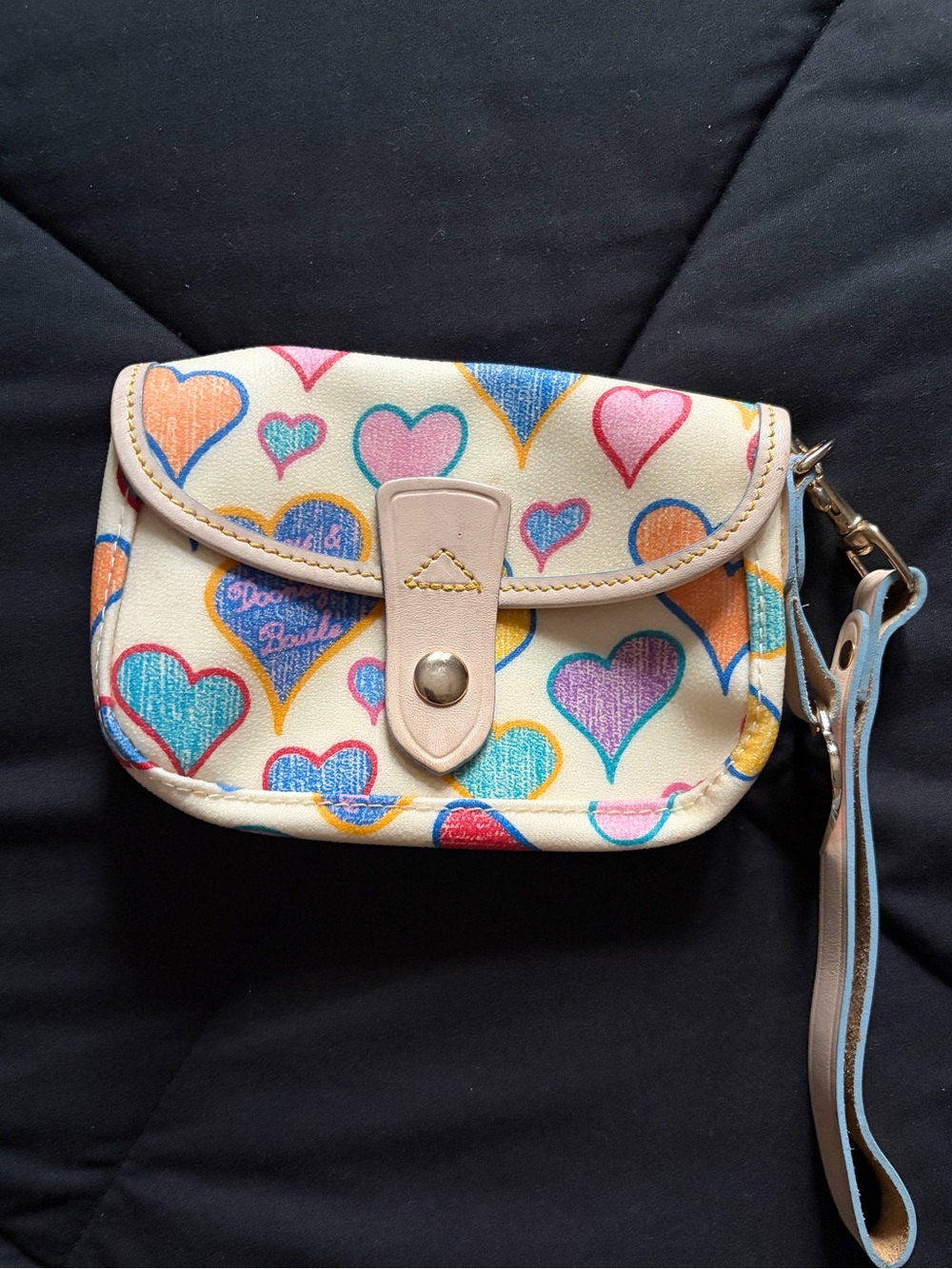 Dooney and Bourke Wristlet with Multicolor Hearts